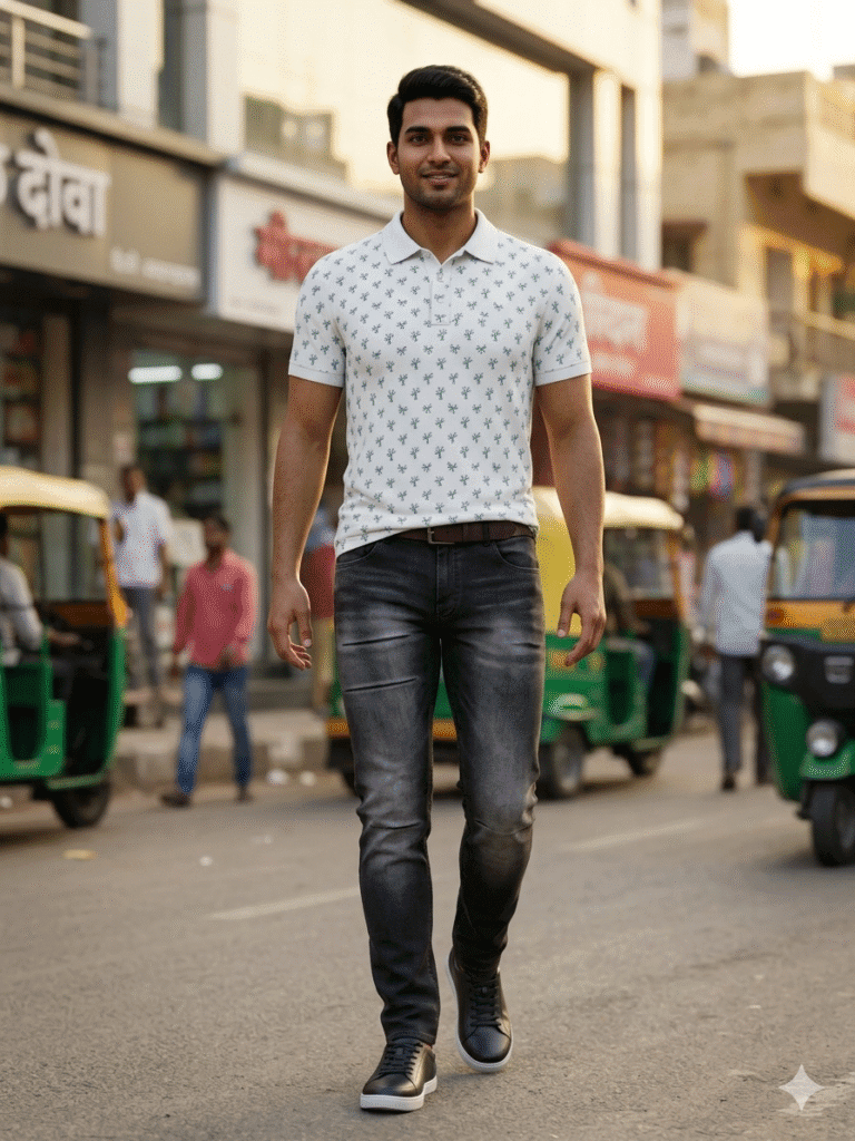 polo t-shirt & jeans combo